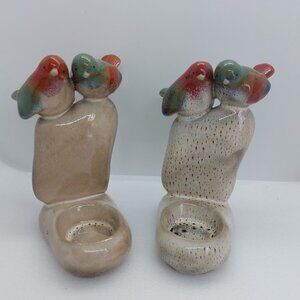 2 Vintage Ceramic / Pottery Speckled Sparrow's Tea Light Candle Trinket Dish